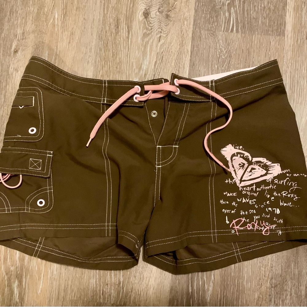 Roxy Brown and Pink Swim Shorts
